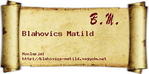 Blahovics Matild névjegykártya